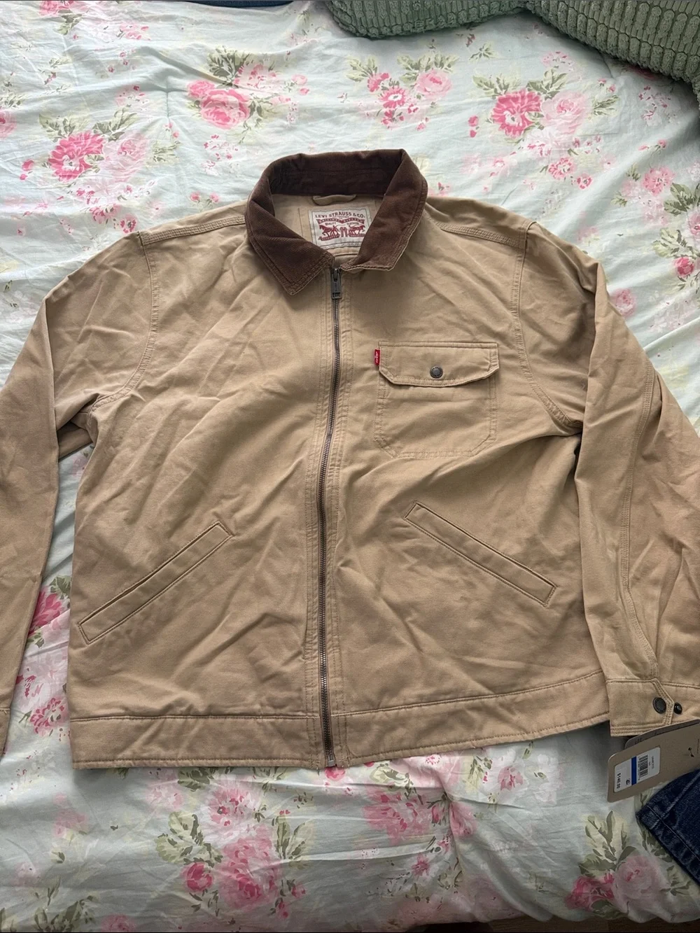 Levi's Khaki Jacket with Brown Corduroy Collar